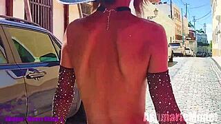 Topless slow motion in public cemetery