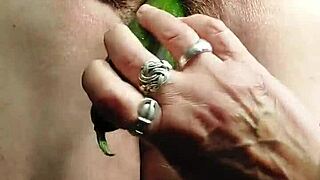 man, this german granny is banging her hairy slit hard