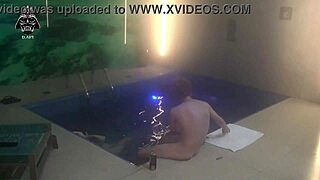 Threesome with friends heats up in the motel pool for part 1