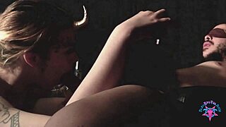 blindfolded, teased with feathers, licked his balls, sucked and milked his big cock before my pussy got eaten