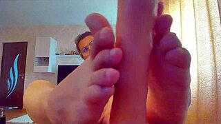Big Sex Toy Sucked with a Wild Footjob Twist