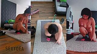 just watch this naked workout in triple cam view, so intimate