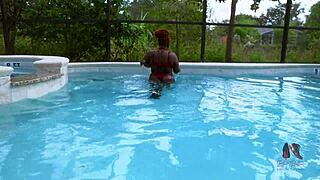 Pool time banging with curvy Lady Cinder and huge black cock.