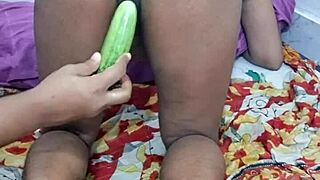 Muslim Girl Uses Cucumber In Kitchen With Relative In Dorm Roommate Setup