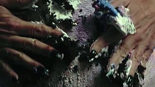 Amateur Mature Milf Smashes Birthday Cake On Natural Tits In Solo Food Fetish