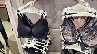 Masturbating in the store's changing room while trying on new underwear.
