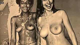 Σπάνιο vintage φιλμ με διαφυλετική τριάδα με μαύρο ζευγάρι και λευκό άντρα