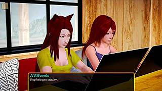 REDHEAD TEEN rides hard in MY NEW FAMILY game 389