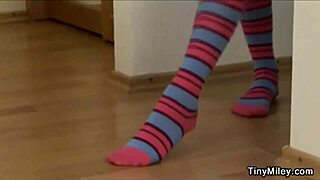 WATCH TINY 18+ MILEY TEASE HER PUSSY IN STOCKINGS WHILE FINGERING DEEP!