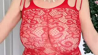 oh man the busty granny mariaold in overalls flashes her hairy pussy up close...