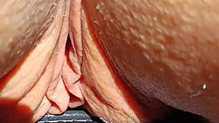 damn this horny mature flashes her huge wet pussy lips slow mo