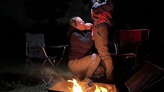 wanna get caught? curvy wife offers pussy for public camp fucking thrill