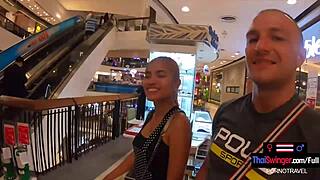 Thai teen slurps boyfriend's monster cock post-bowling game