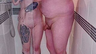 shower time turns wild with sammie flashing her wet pussy