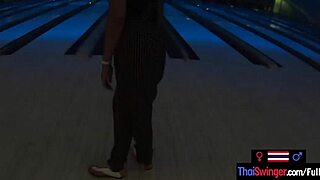 Thai teen slurps boyfriend's monster cock post-bowling game