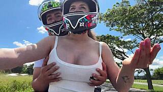 damn, my latina stepmom picks me up braless with huge natural tits flashing!
