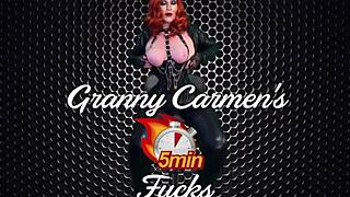 seductive granny carmen teases with dildo gilf play