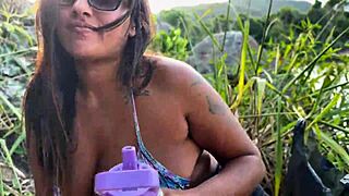caught fucking on public beach couple hides but men cum on face golden shower
