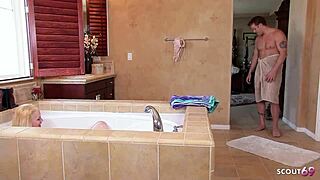 blonde step sister saggy tits hairy pussy caught in bathtub masturbating seduces rough doggystyle fuck