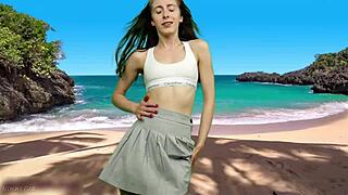 no panties under her beach skirt just wait for that wind to blow