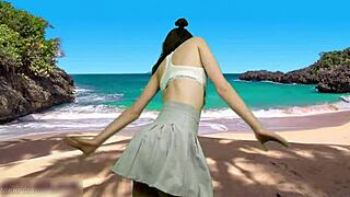 no panties under her beach skirt just wait for that wind to blow
