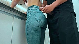 he sneaks up on his sexy maid in gym clothes washing dishes and CUMs all over her big ass in this free use compilation