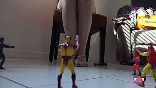 giantess blonde dominates with huge heels toys and balloons