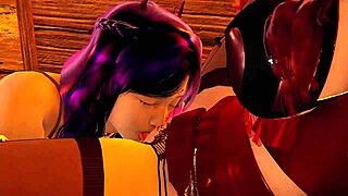 Sharlea and Glyssha succubus lesbians lick wet pussies