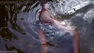 skinny african village girl bathes nude in river outdoors