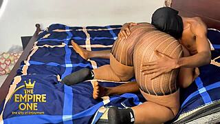 oiled african step cousin shakes ass on huge black cock doggystyle