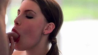 babe chokes on cock in elegant deepthroat blowjob