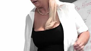 bbw blonde milf slams huge cock cleaner at work