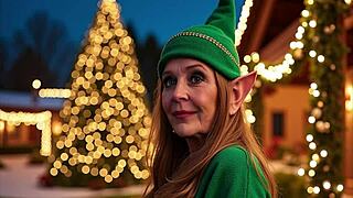 Granny Carmen Claus Hooks Up For Holiday Creampie Fun In Homemade Pov