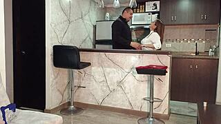 latina milf secretary slammed doggystyle after work cum mouth facial