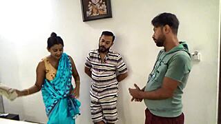 Heart-pounding desire as Indian friends ravish their stunning maid in wild threesome