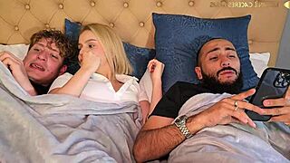 curvy colombian stepsis melanie caceres fucks stepbro next to sleeping stepdad nick jowell