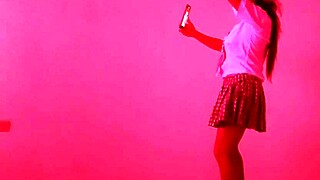 stepmom fulfills my fantasy dresses as student skirt on hot ass moves sensual moans fucking dreams