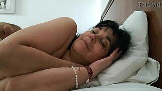 Stepmom's voluptuous body bounces in bed during surprise fuck