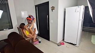 Lonely redhead housewife in towel seduces biker for ass worshiping fetish fuck