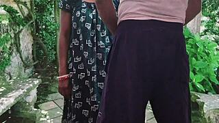 Girlfriend having fuck outdoor with moans