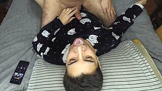 handjob and cum mouthful before bed