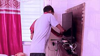 beautiful desi bhabhi has amazing threesome with husband and servant