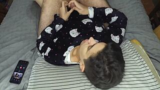 handjob and cum mouthful before bed