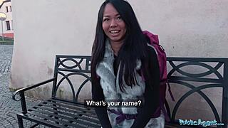 public agent strands thai girl and gives facial