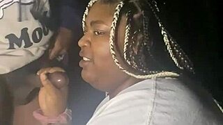 Sexy bbw sucks dick then gets fucked deep in forest