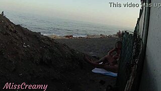 Flashing my cock at stepdaughter on public beach ends in cumshot