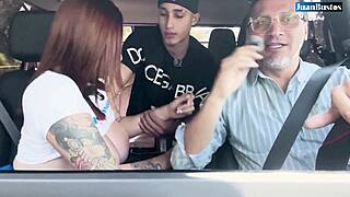 busty devil khloe rides big cock in car