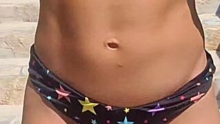 Blazing Beach Babe Strips Bikini