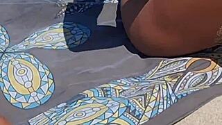 Blazing Beach Babe Strips Bikini