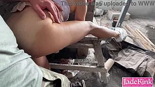 Couple gets naughty and fucks at construction site
